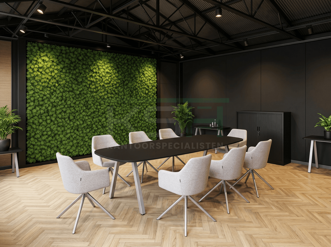 V-poot Vergadertafel Deens Ovaal 240x120cm Aluminium - Zwart