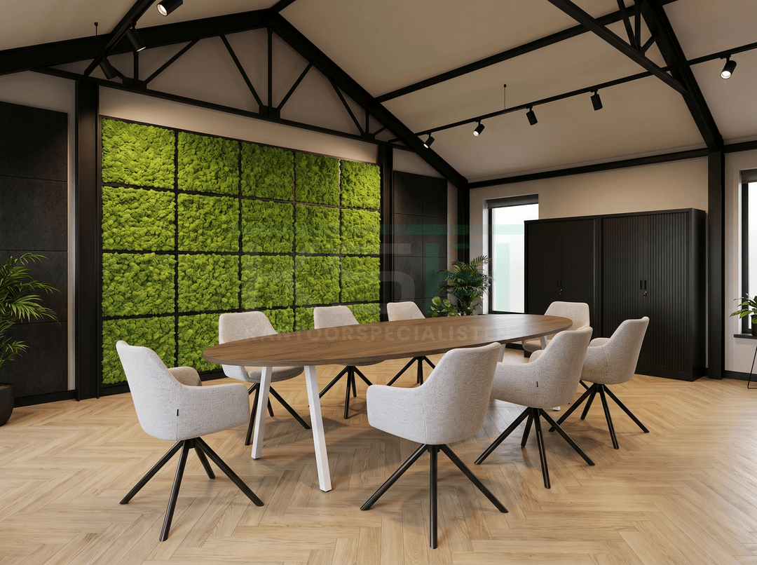 V-poot Vergadertafel Ovaal 220x110cm Wit - Hickory Noten