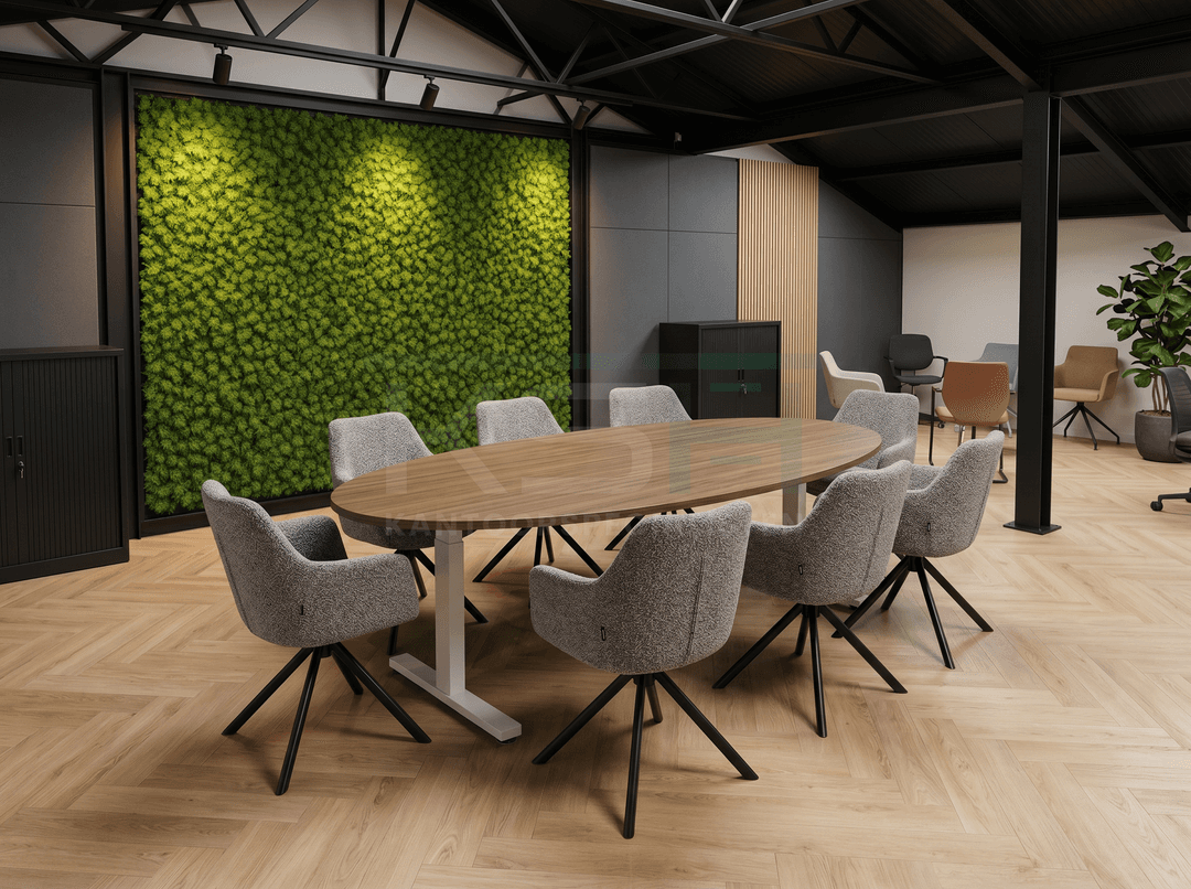 Vamo T-poot Vergadertafel Ovaal 220x110cm Wit - Hickory Noten
