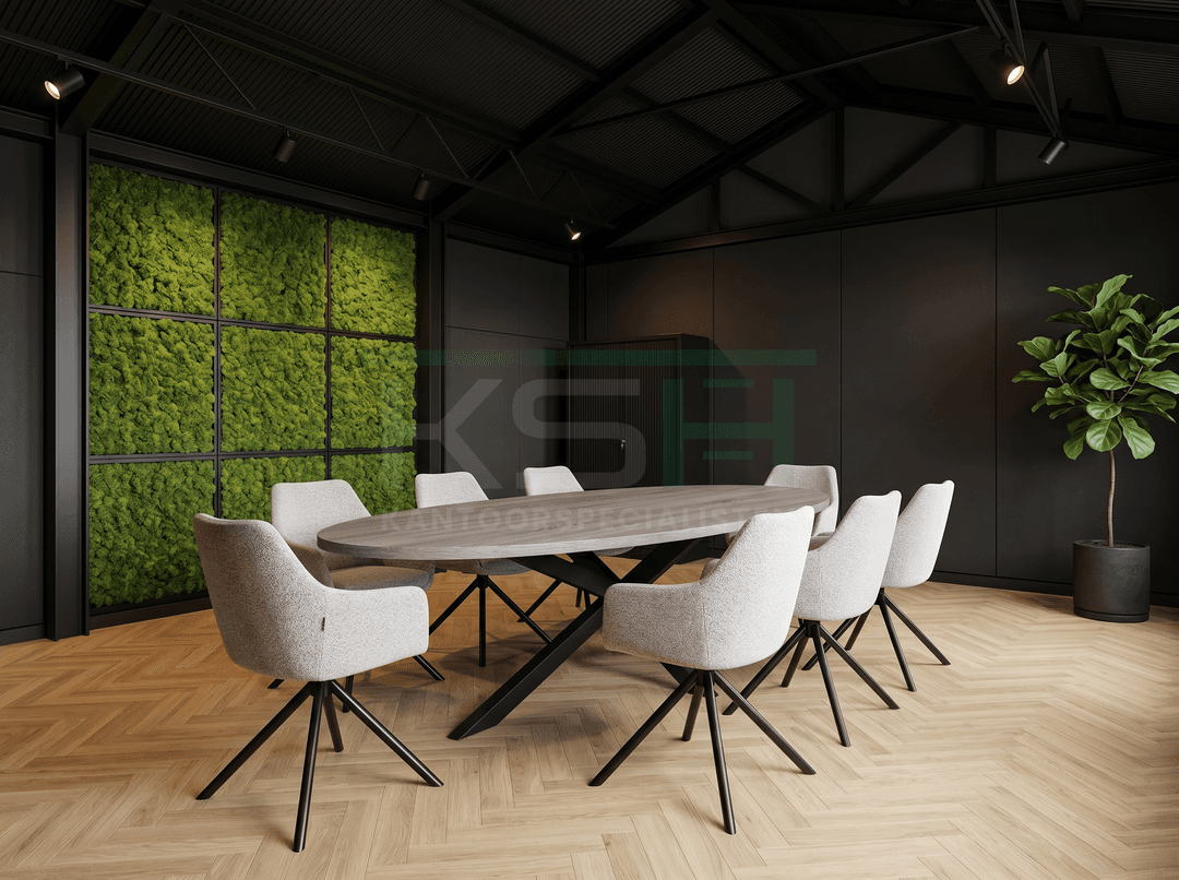 Sterpoot Vergadertafel Ovaal 220x110cm Zwart - Midden eiken