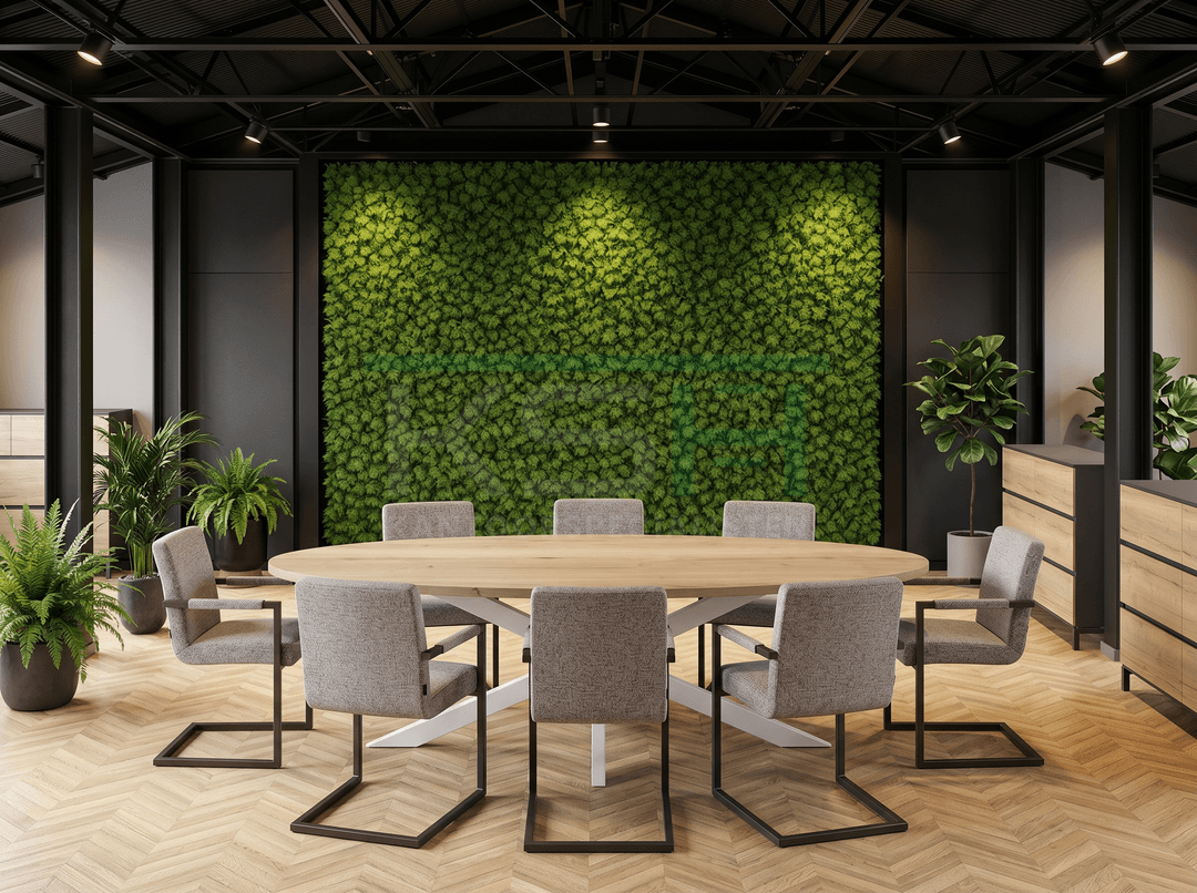 Sterpoot Vergadertafel Ovaal 220x110cm Wit - Natuur eiken