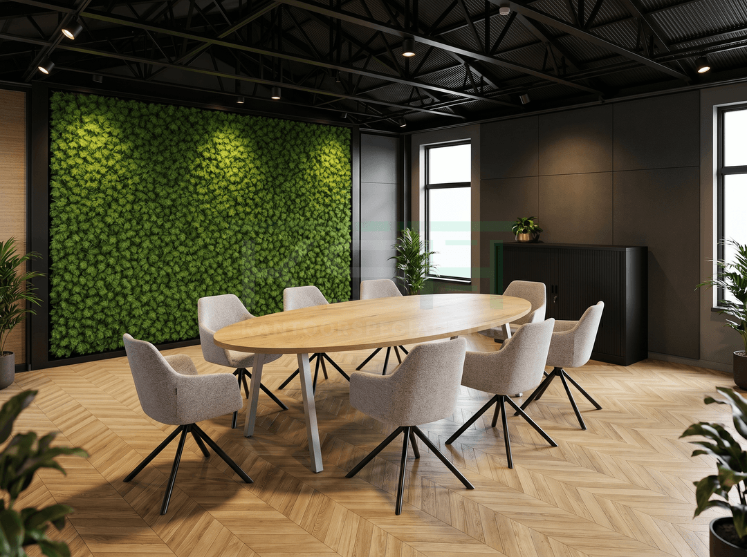 V-poot Vergadertafel Ovaal 220x110cm Aluminium - Natuur eiken