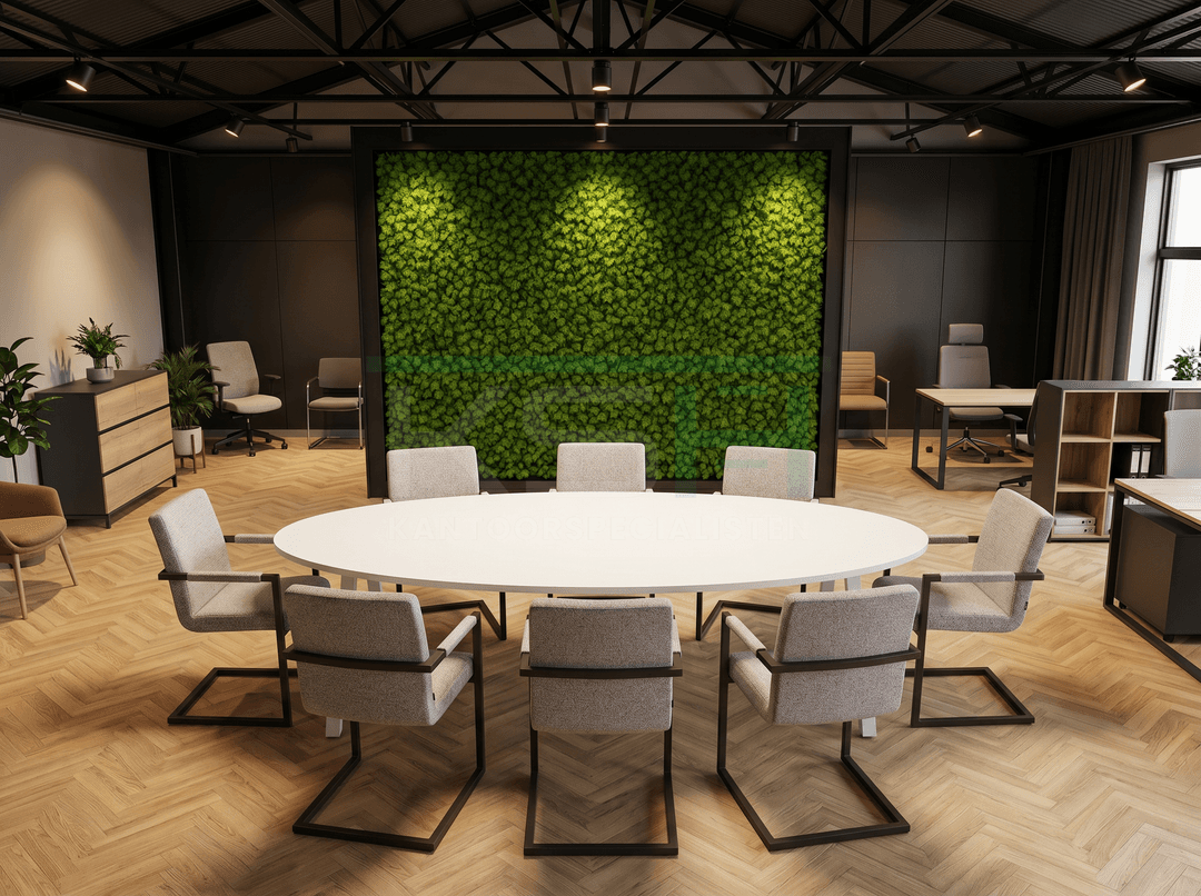 V-poot Vergadertafel Ovaal 220x110cm Wit - Wit