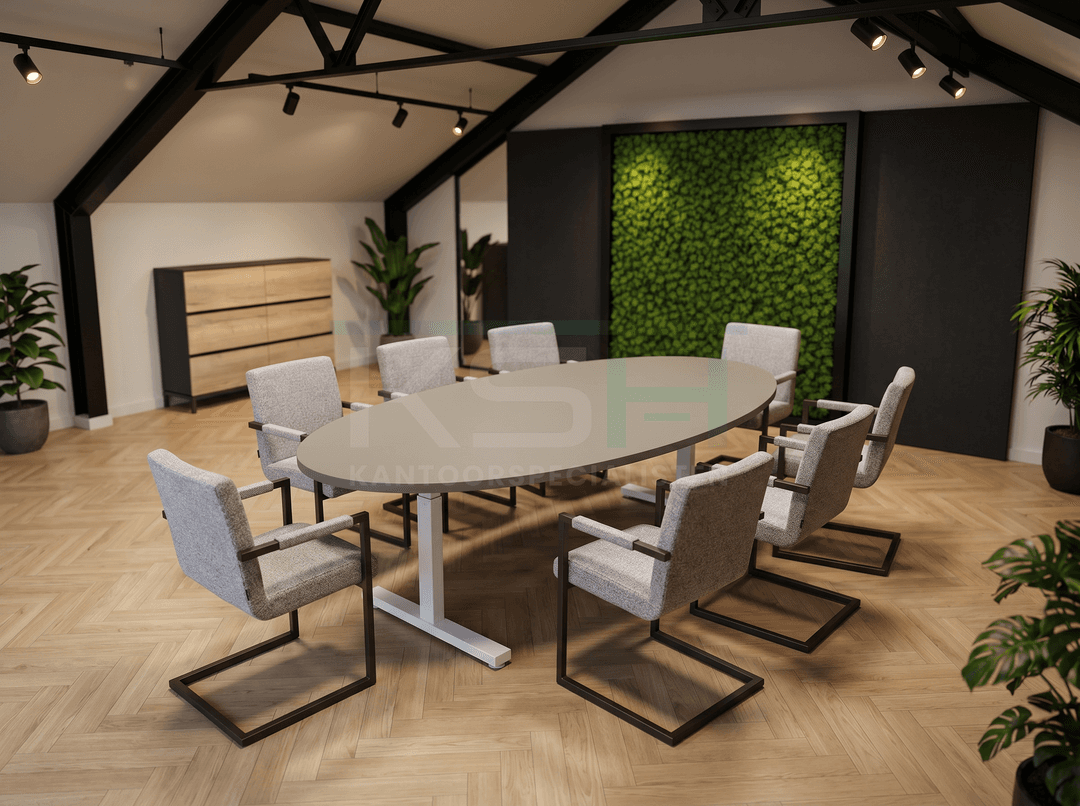 Vamo T-poot Vergadertafel Ovaal 220x110cm Wit - Cuando
