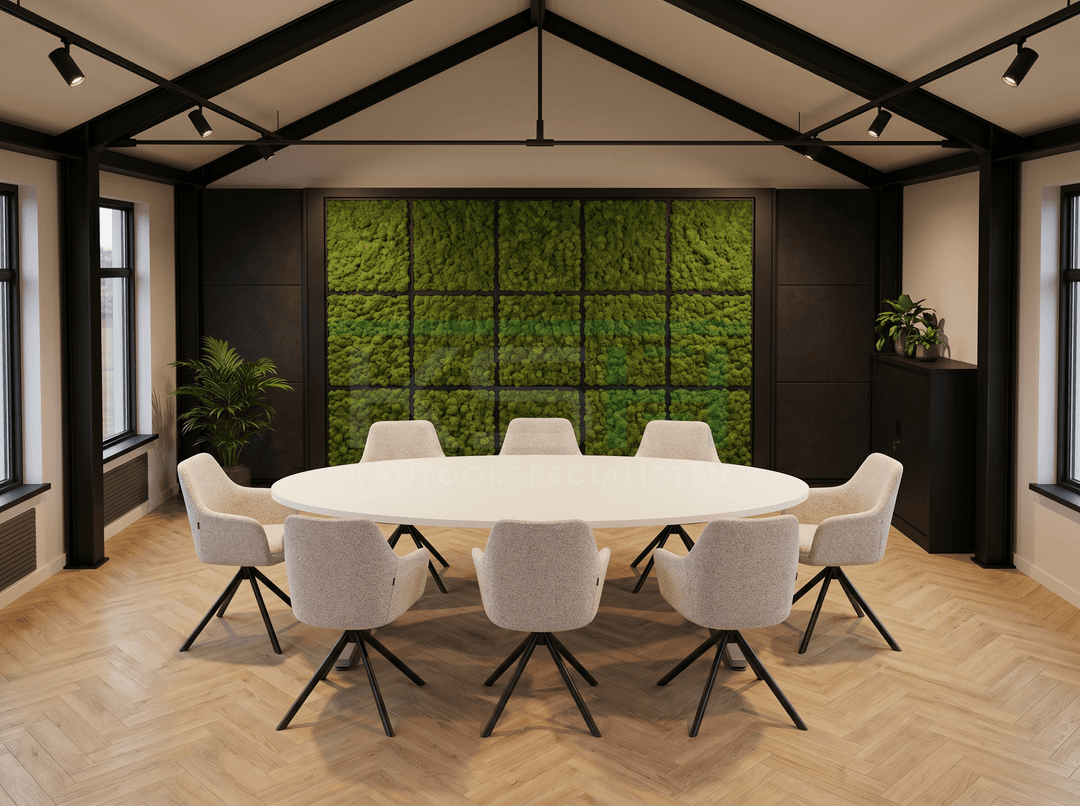 Vamo T-poot Vergadertafel Ovaal 220x110cm Aluminium - Wit