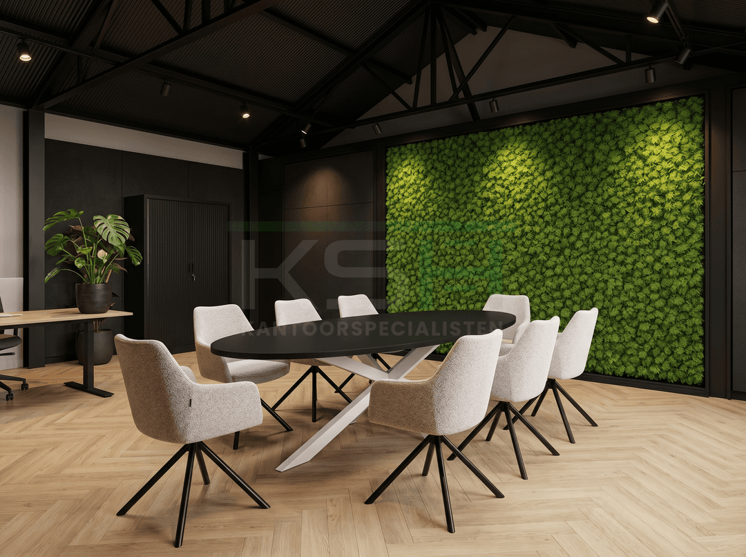 Sterpoot Vergadertafel Ovaal 220x110cm Wit - Zwart