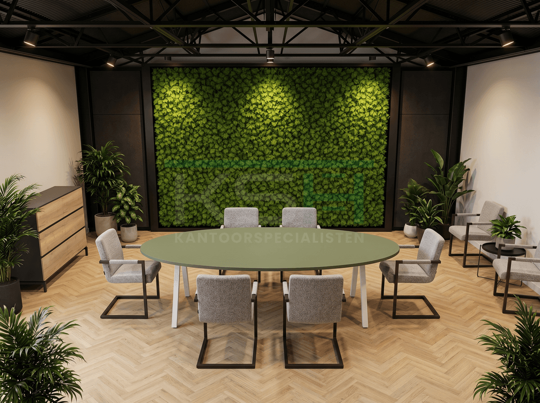 V-poot Vergadertafel Ovaal 220x110cm Wit - Pine