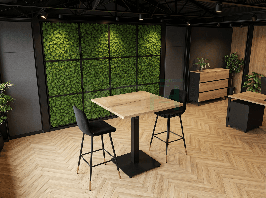 Kolompoot Hoge tafel vierkant 70x70cm Zwart Natuur eiken