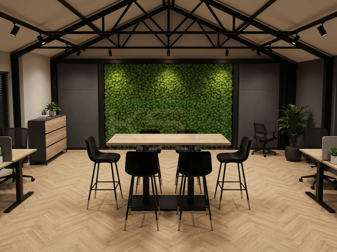 Kolompoot Statafel recht 140x80cm Zwart Natuur eiken