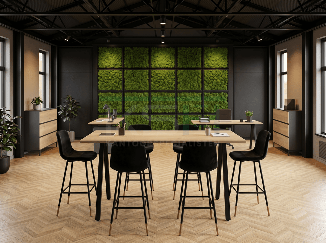 V-poot Hoge tafel recht 140x80cm Zwart Natuur eiken