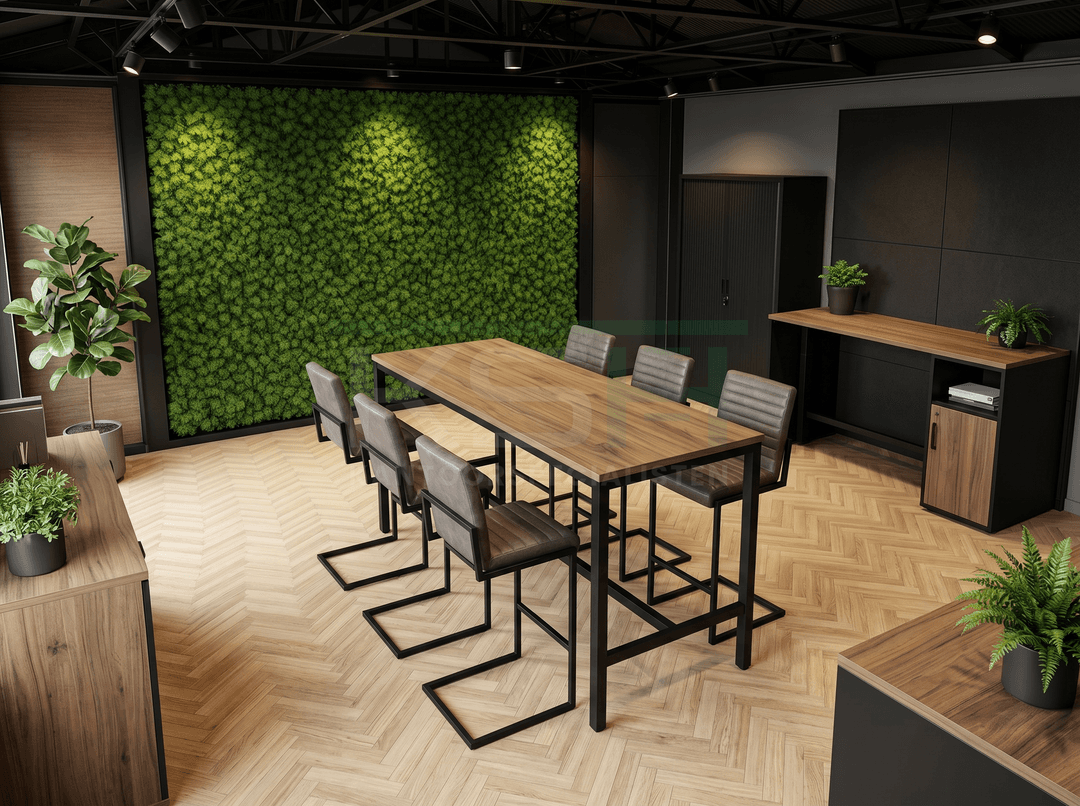 4-poots Bartafel recht 180x80cm Zwart Hickory Noten