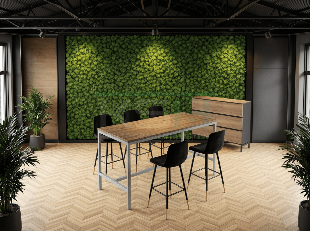 4-poots Bartafel recht 180x80cm Aluminium Hickory Noten