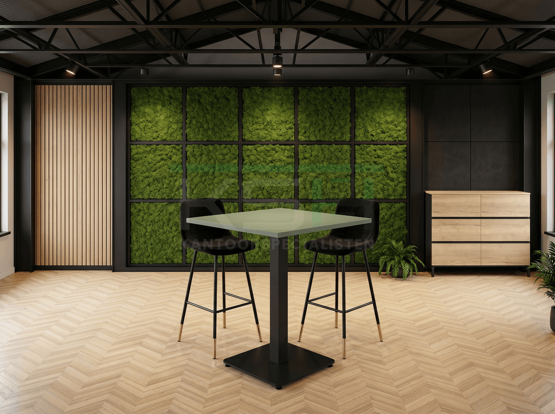 Hoge Horecatafel met kolompoot 60x60cm Zwart Pine
