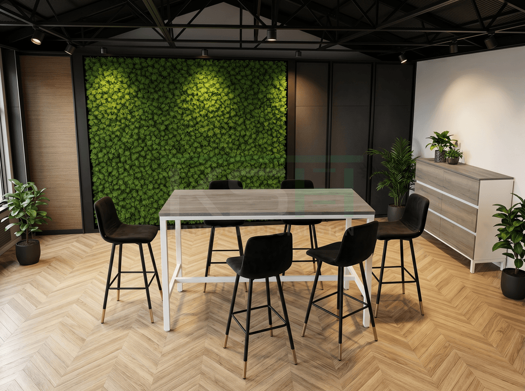 4-poots Bartafel recht 180x80cm Wit Bruin eiken