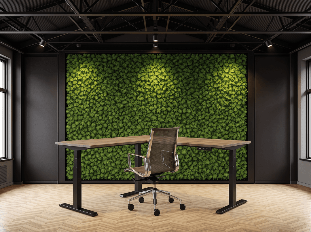 Elektrisch zit-sta Hoekbureau 180x160cm Zwart Bruin eiken