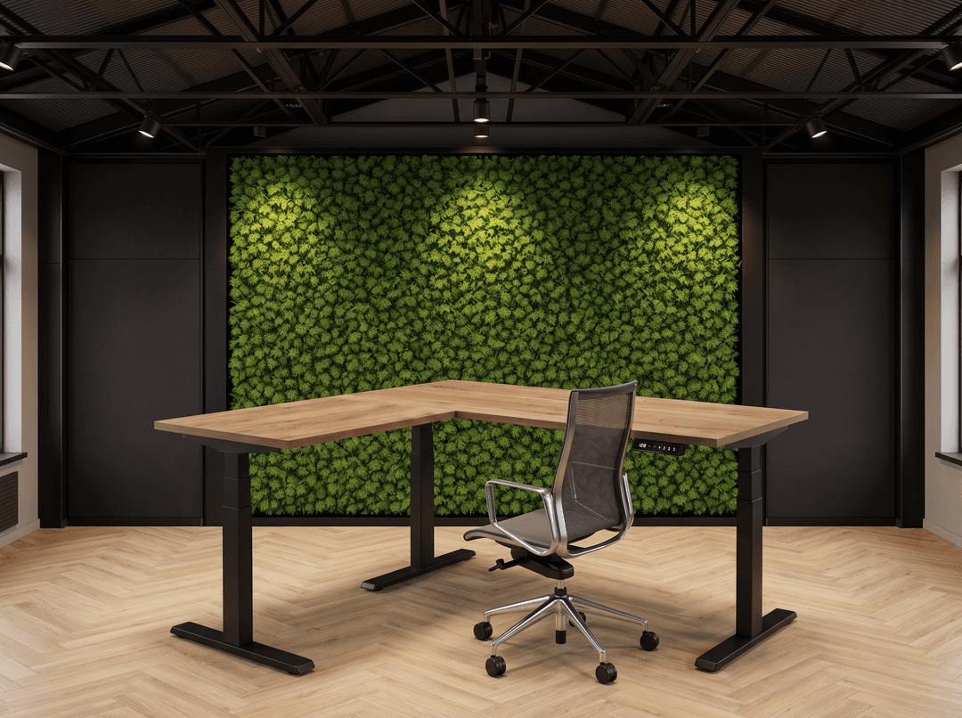 Elektrisch zit-sta Hoekbureau 200x220cm Zwart Hickory Noten