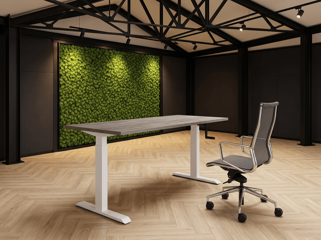 Zit-Sta Bureau Slinger Verstelbaar 120x80cm Wit - Bruin eiken
