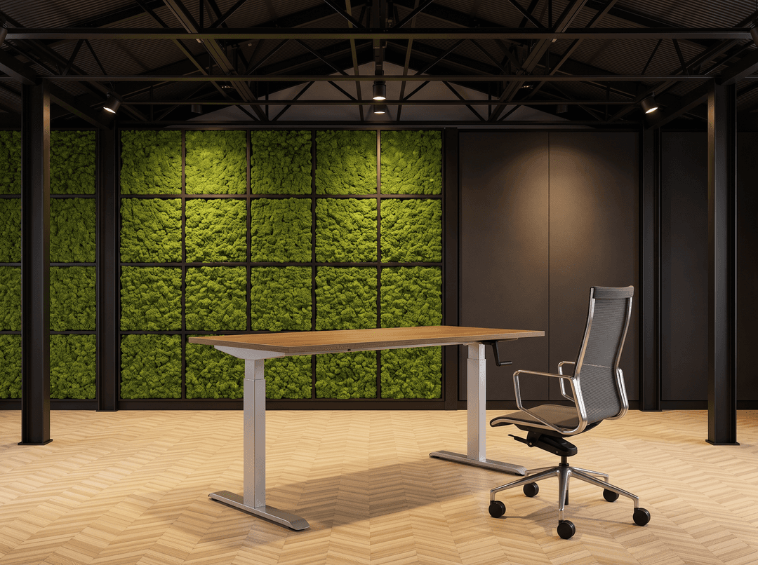Zit-Sta Bureau Slinger Verstelbaar 200x80cm Aluminium - Hickory Noten