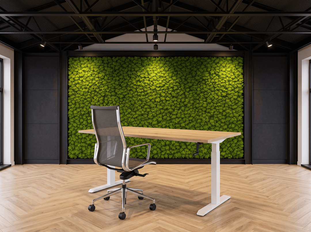 Zit-Sta Bureau Slinger Verstelbaar 120x80cm Wit - Natuur eiken