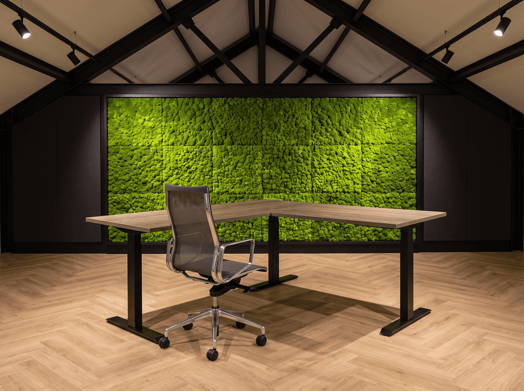 Vamo T-poot Verstelbaar Hoekbureau 200x160cm Zwart Bruin eiken