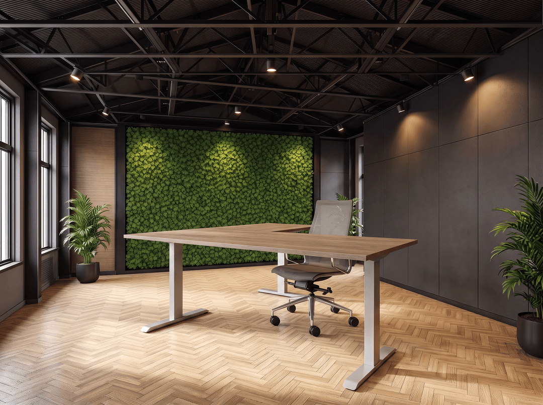 Vamo T-poot Verstelbaar Hoekbureau 160x160cm Aluminium Hickory Noten