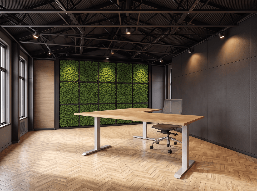 Vamo T-poot Verstelbaar Hoekbureau 200x180cm Aluminium Natuur eiken