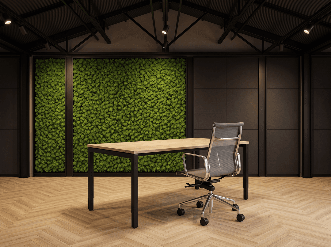 Verstelbaar Bureau Vida 4-poots 140x80cm Zwart Natuur eiken