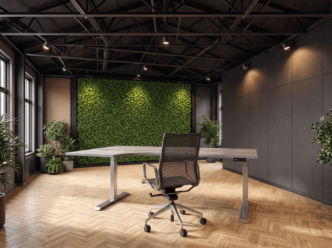 Elektrisch zit-sta Wingbureau 180x120cm (met ronde hoek) Aluminium Oxyd Hoek links