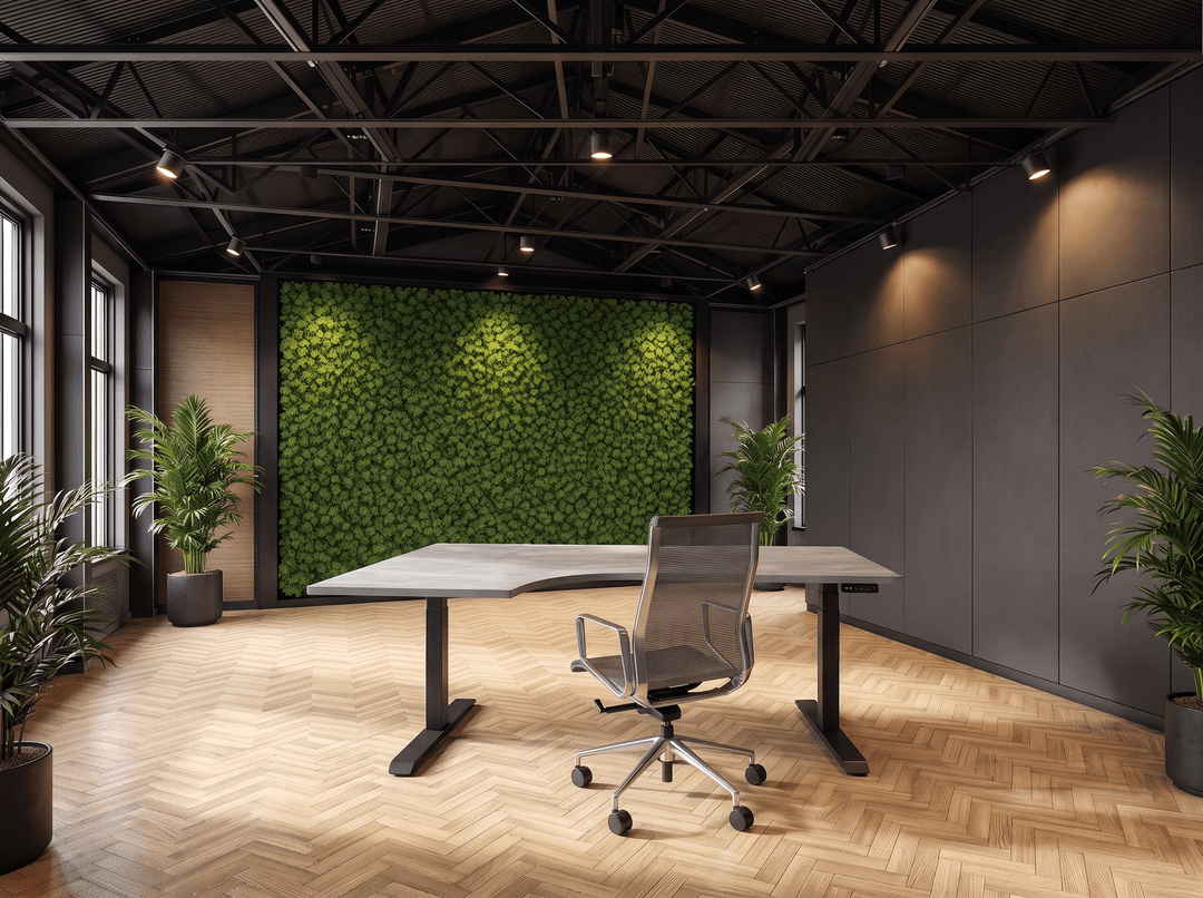 Elektrisch zit-sta Wingbureau 180x120cm (met ronde hoek) Zwart Oxyd Hoek links