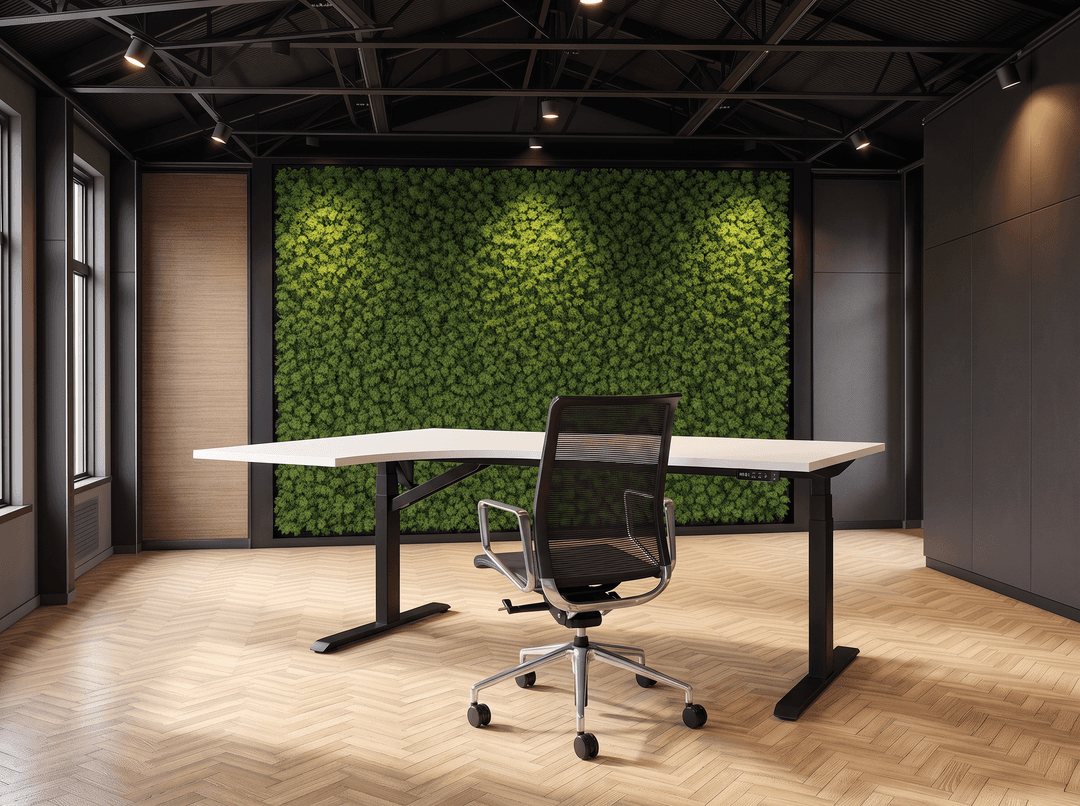 Elektrisch zit-sta Wingbureau 180x120cm (met ronde hoek) Zwart Wit Hoek rechts