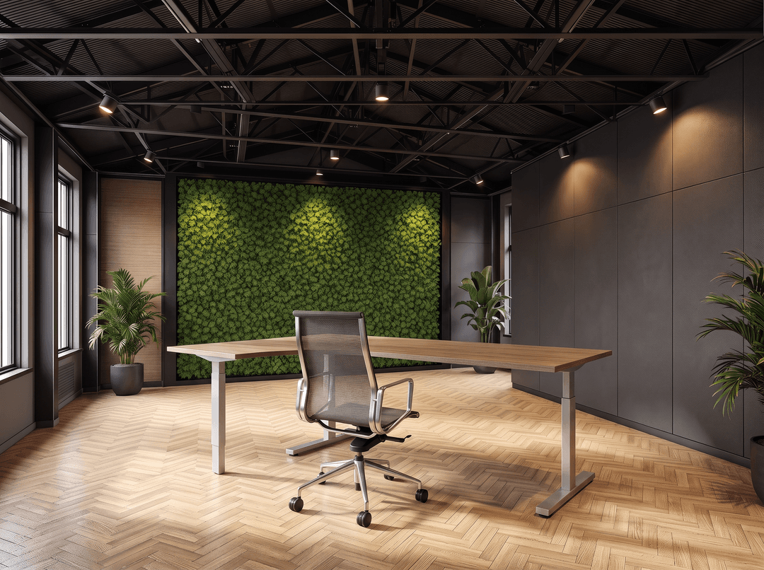 Vamo T-poot Wingbureau 180x120cm (met ronde hoek) Aluminium Hickory Noten Hoek links