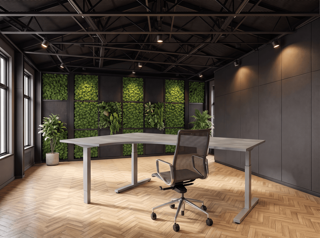 Vamo T-poot Wingbureau 180x120cm (met ronde hoek) Aluminium Oxyd Hoek links