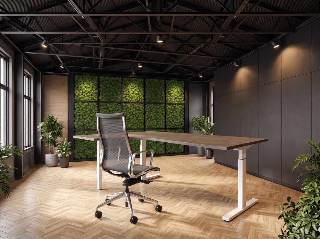 Vamo T-poot Wingbureau 180x120cm (met ronde hoek) Wit Bruin eiken Hoek links