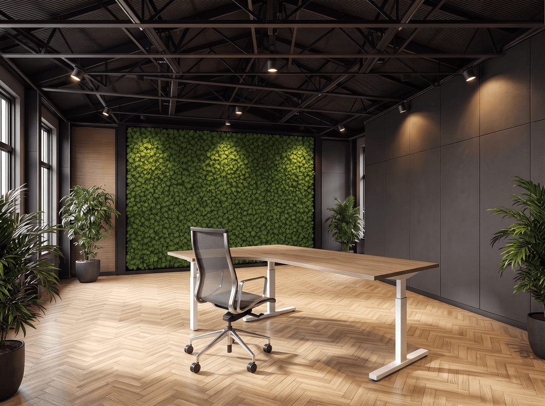 Vamo T-poot Wingbureau 180x120cm (met ronde hoek) Wit Hickory Noten Hoek links