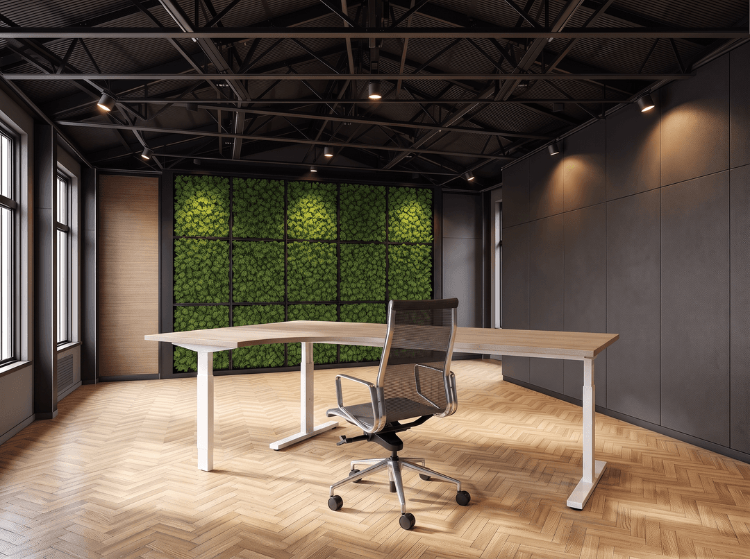 Vamo T-poot Wingbureau 180x120cm (met ronde hoek) Wit Midden eiken Hoek rechts