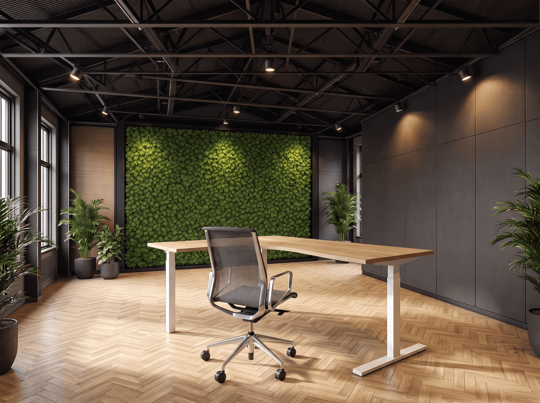 Vamo T-poot Wingbureau 180x120cm (met ronde hoek) Wit Natuur eiken Hoek links