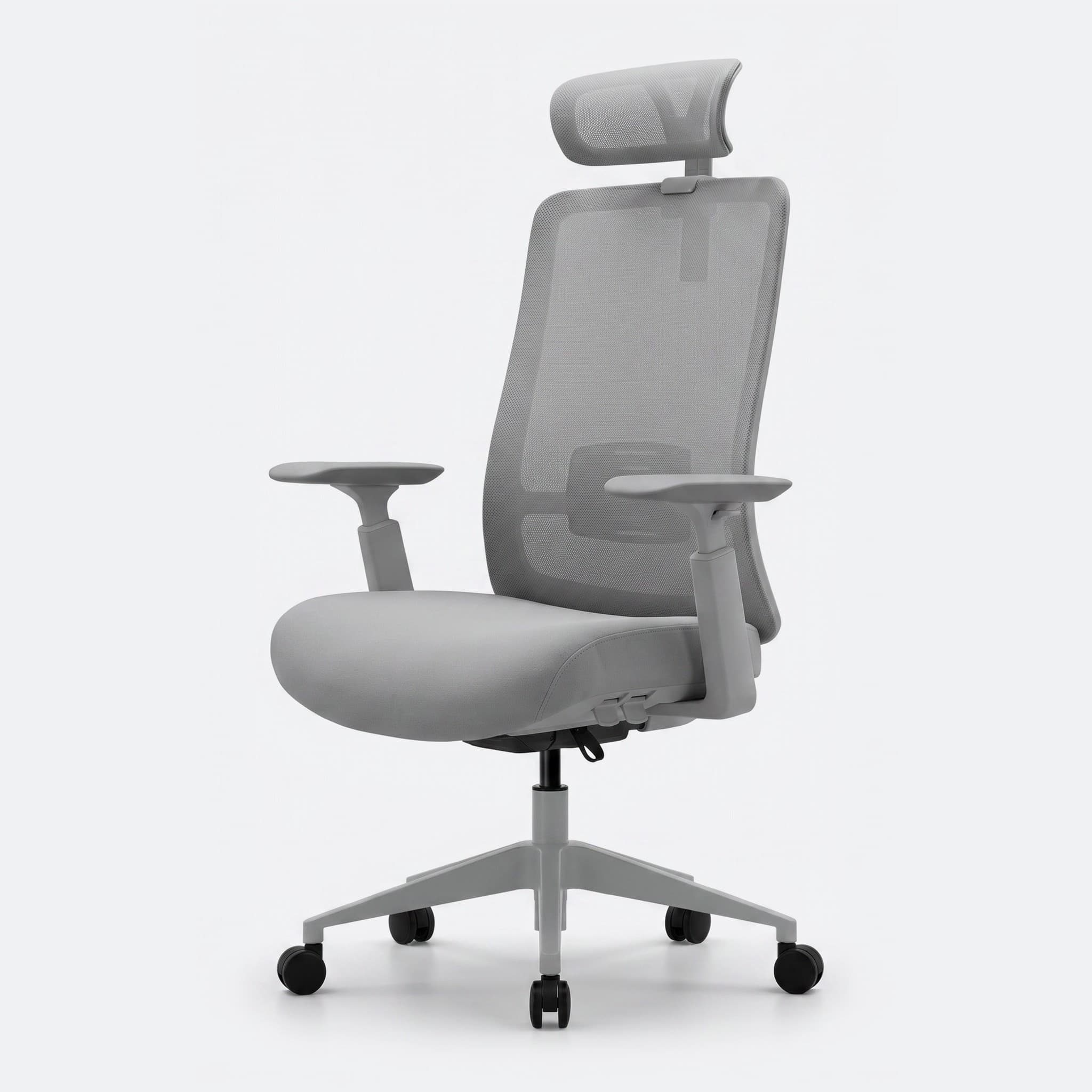 Ergonomische bureaustoel 'Bowie' — Met hoofdsteun · Grijs