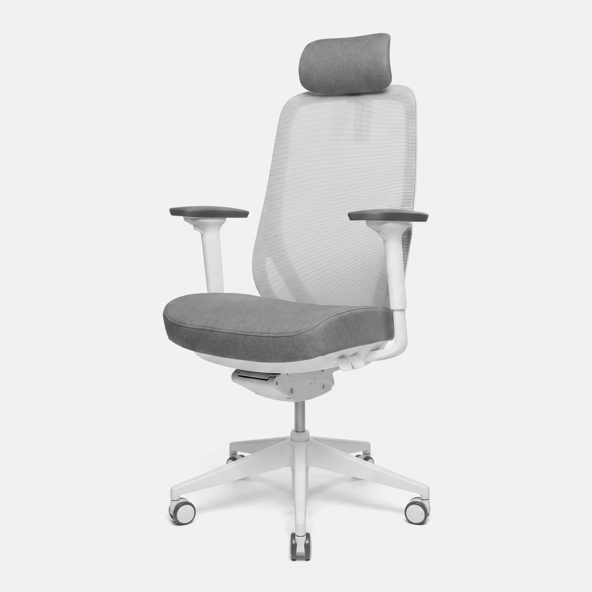 Ergonomische bureaustoel 'Ava' — Met hoofdsteun · Wit