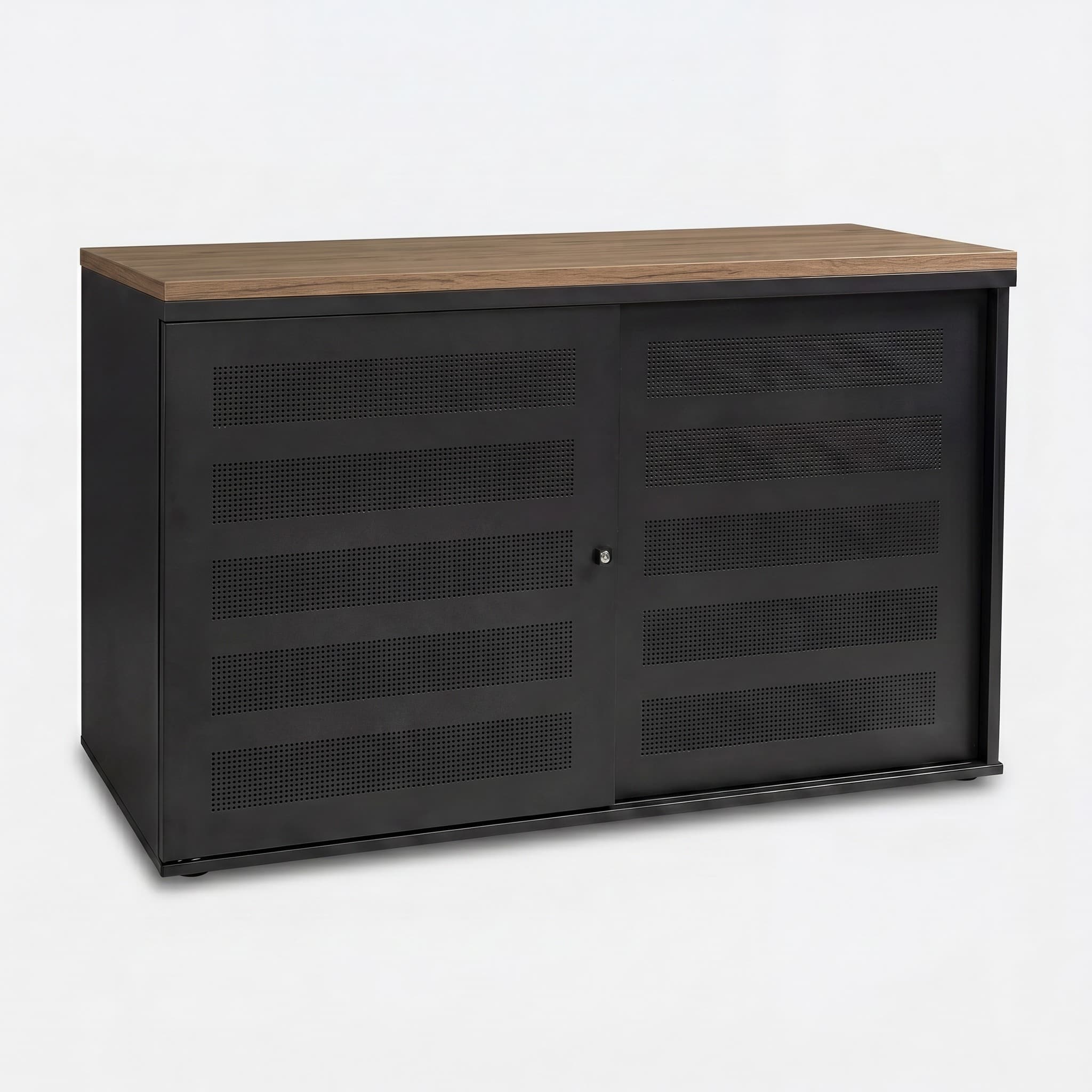 Schuifdeurkast Zwart 100 x 166 x 40 cm Met topblad Hickory Noten