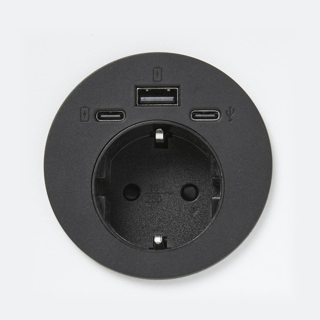 Inbouw powerbox Ø6 cm – Zwart
