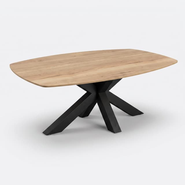 Matrix-poot Vergadertafel Deens Ovaal 240x120cm Zwart - Natuur eiken