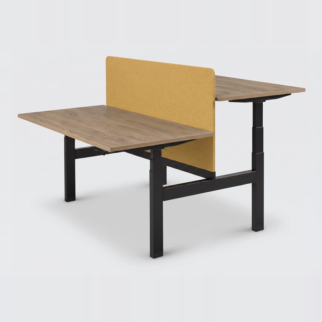 Flycity Hoogteverstelbaar Bureau – Met Twee Laden – Houtlook – Stabiel Metal Frame – Voor Zitten & Staan – Geschikt Voor Kantoor En Thuis