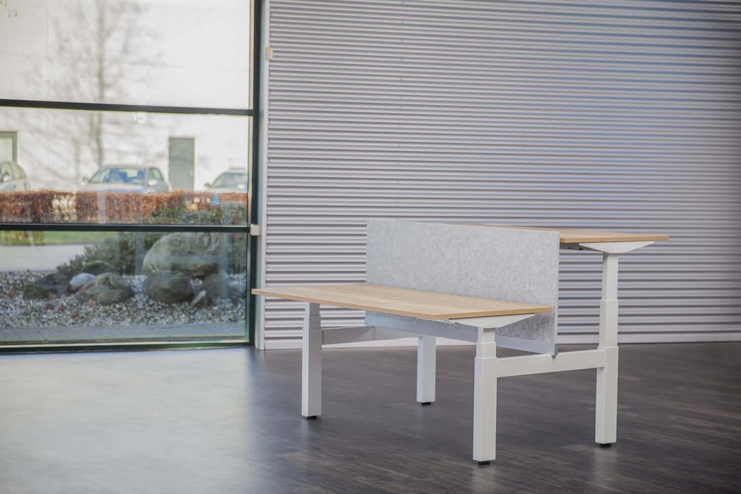 Scheidingswand duo-bureau 590mm hoog – Rechte hoeken, Off White 32, 180 cm