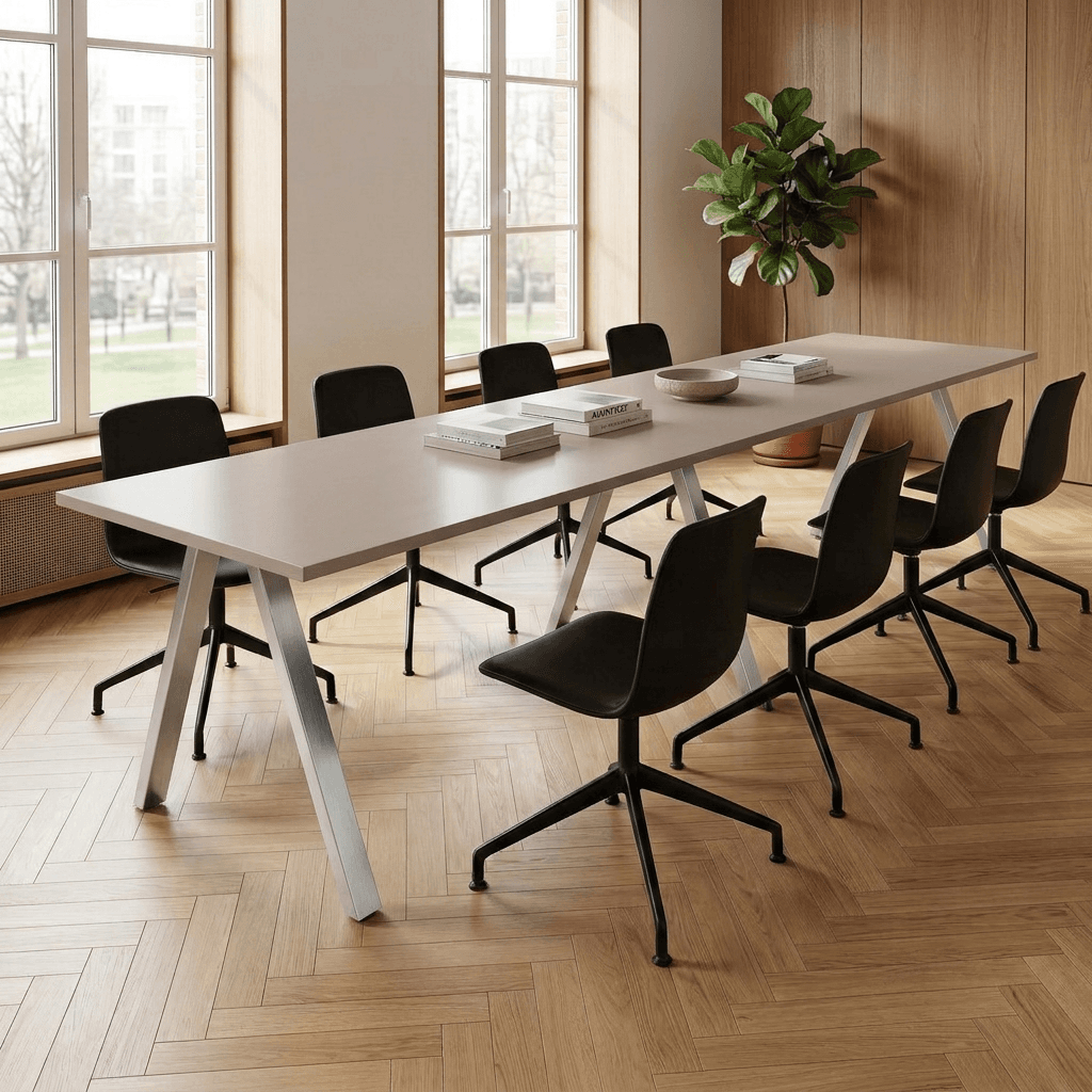 V-poot Kantinetafel recht 280x80cm Aluminium Cuando