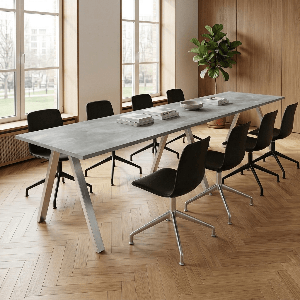 V-poot Kantinetafel recht 280x80cm Aluminium Oxyd