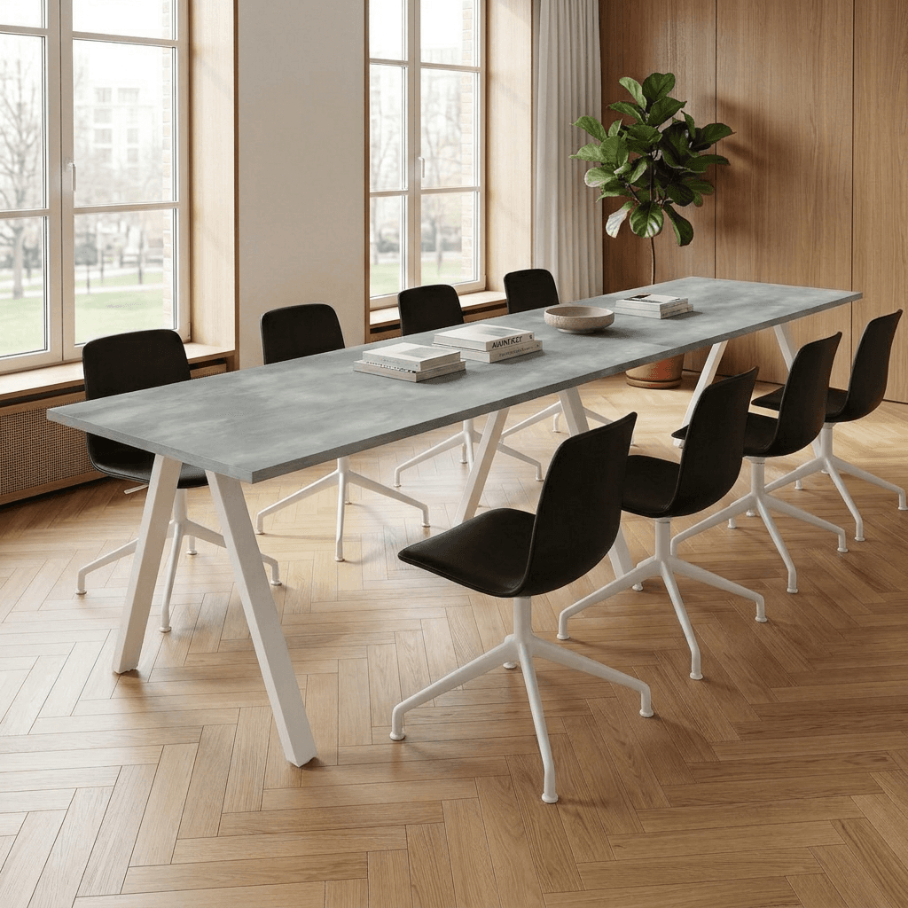 V-poot Vergadertafel recht 280x80cm Wit Oxyd