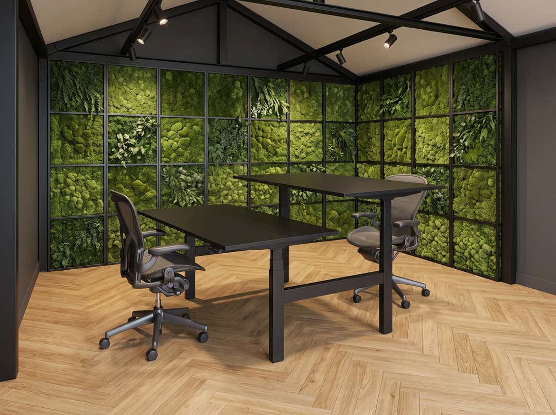 Zit-sta duo-bureau elektrisch 'Professional' – Zwart, Zwart , 200x80cm, Zonder scheidingswand, Geen scheidingswand