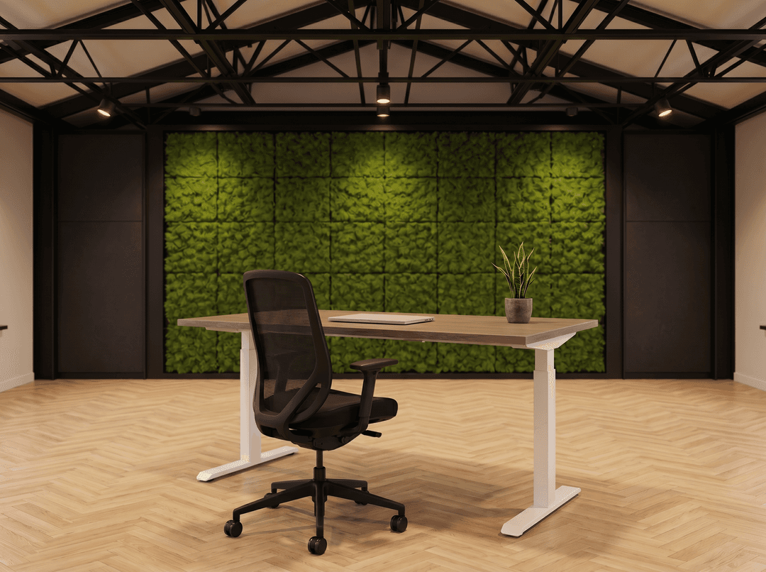 Verstelbaar Bureau Vamo T-poot 120x60cm Wit Bruin eiken