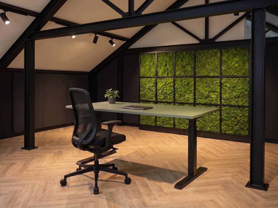 Verstelbaar Bureau – Zwart , 160x80cm, Vamo T-poot, Pine